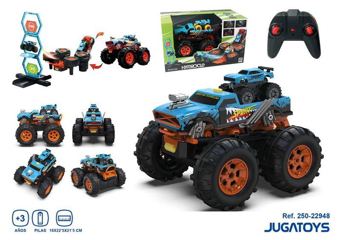 Crazon Monster Truck télécommandé 2 en 1 transformable en lanceur bleu
