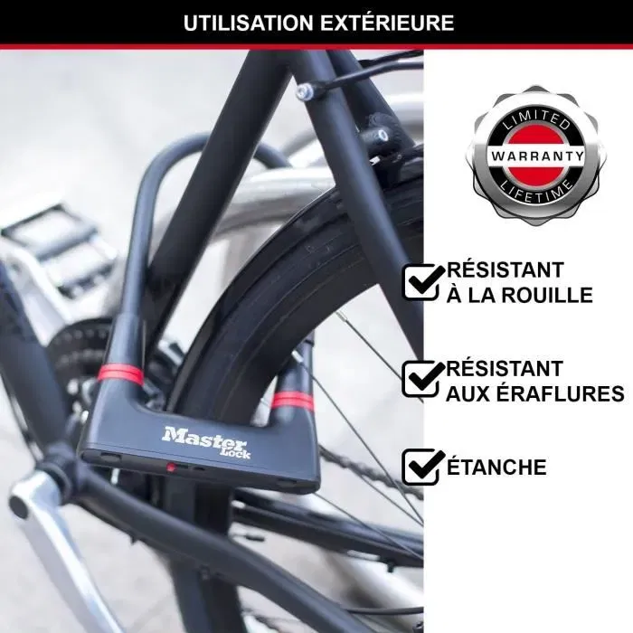 Master Lock 8279EURDPRO - Antivélo U en acier cémenté avec clé, anse 14 mm, 21 x 10.4 cm - Certifié, haute sécurité contre le forçage et la coupe