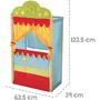 ROBA - Théâtre de marionnettes en bois massif univers cirque, rideaux et horloge décorative, pour enfants à partir de 3 ans - Dimensions 66 x 39 x 120 cm