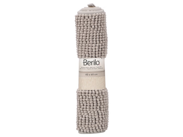 Berilo - Tapis de bain gris 40x60 cm en polyester recyclé (Set de 12)