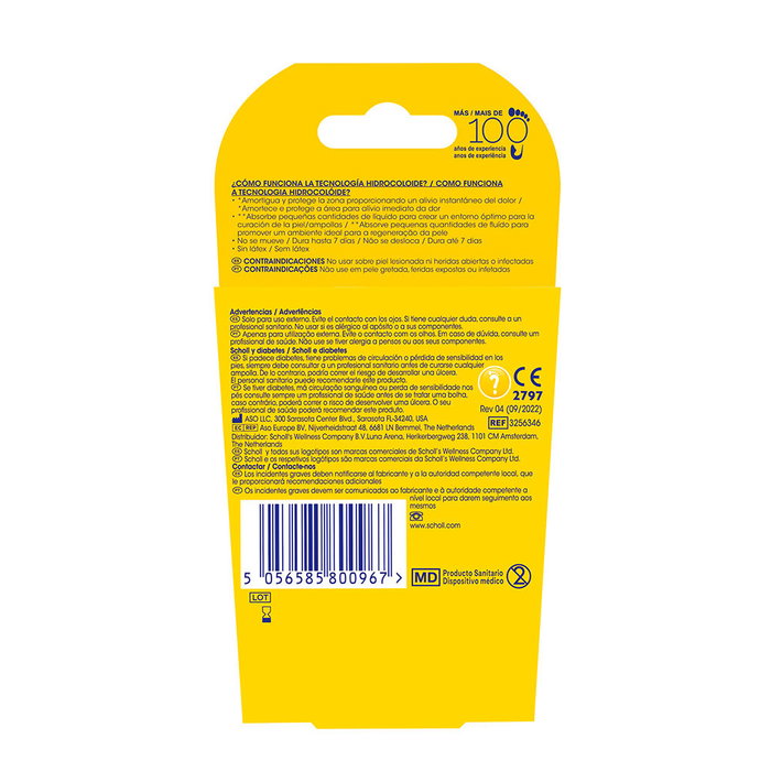 Scholl - Assortiment de 5 pansements hydrocolloïdes anti-ampoules pour talon, soulagement immédiat, protection imperméable et respirante Scholl - Assortiment de 5 pansements hydrocolloïdes anti-ampoules pour talon, soulagement immédiat, protection imperméable et respirante
