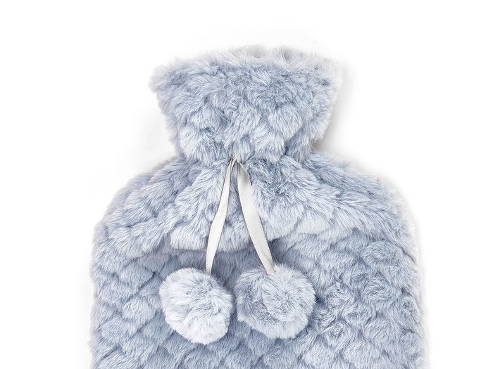 GIFTDECOR Bouillotte 1,8 L avec housse peluche Bleu-Gris