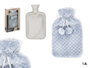 GIFTDECOR Bouillotte 1,8 L avec housse peluche Bleu-Gris