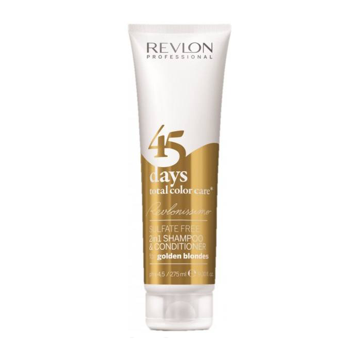 Revlon - Revlonissimo 45 Days Shampooing Conditionneur 2 en 1 pour Blondes Dorées - Protège et revitalise la couleur - 275 mL Revlon - Revlonissimo 45 Days Shampooing Conditionneur 2 en 1 pour Blondes Dorées - Protège et revitalise la couleur - 275 mL