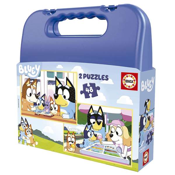 Educa Puzzle Bluey - Double Puzzle 48 Pièces Chacun avec Mallette de Transport - Âge Recommandé 4 à 6 Ans - Langue Espagnol/Anglais Educa Puzzle Bluey - Double Puzzle 48 Pièces Chacun avec Mallette de Transport - Âge Recommandé 4 à 6 Ans - Langue Espagnol/Anglais