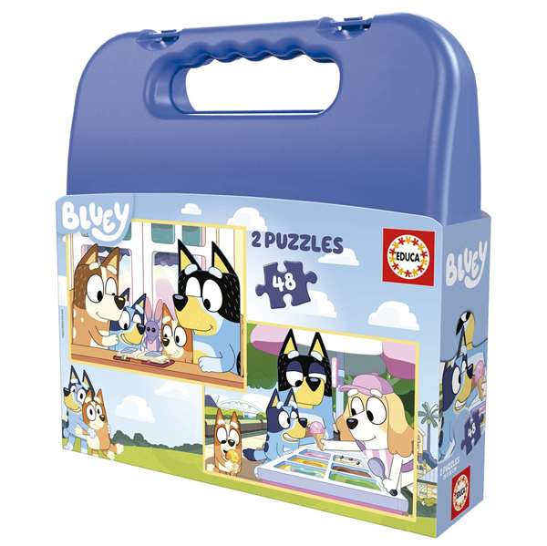 Educa Puzzle Bluey - Double Puzzle 48 Pièces Chacun avec Mallette de Transport - Âge Recommandé 4 à 6 Ans - Langue Espagnol/Anglais Educa Puzzle Bluey - Double Puzzle 48 Pièces Chacun avec Mallette de Transport - Âge Recommandé 4 à 6 Ans - Langue Espagnol/Anglais