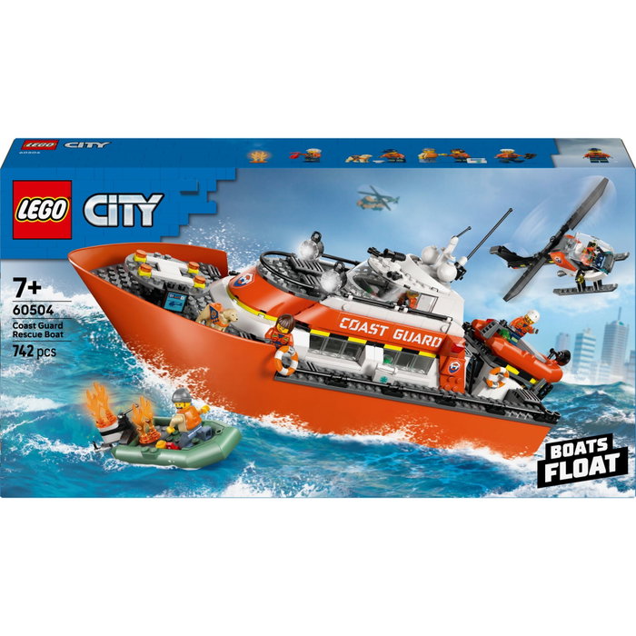 LEGO City 60504 Bateau de sauvetage et Hélicoptère de garde-côtes avec 5 minifigurines et un chien