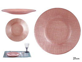 Vivalto Assiette en Verre 21 cm Rose Pastel (Set de 24)
