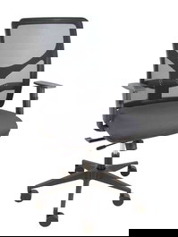 Chaise Motilla Synchrone/Traslack tissu Gris foncé Maille Noir Base pyramidale noire Accoudoir 1D Sans appui-tête Roulettes 65mm nylon