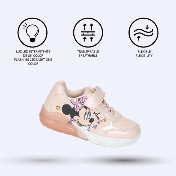 Cerdá T031 Chaussures sportives à semelle TPR avec lumières Minnie, rose, pour enfant à partir de 3 ans
