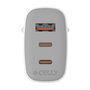 Chargeur mural Celly UPTC1USB2USBC65 Blanc