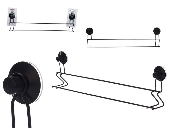 Berilo Toallero métal noir mat double barre ventouse 54 x 15 x 6.5 cm plastique ABS acier (Set de 12) Berilo Toallero métal noir mat double barre ventouse 54 x 15 x 6.5 cm plastique ABS acier (Set de 12)