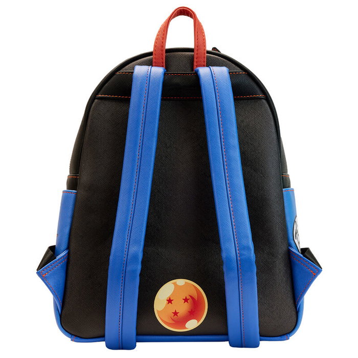 Loungefly Sac à dos Trio Dragon Ball Z 31 cm - 25,37x31,25x10 cm, housse assortie, sangles réglables, fermoirs métalliques dorés, cuir vegan Saffiano