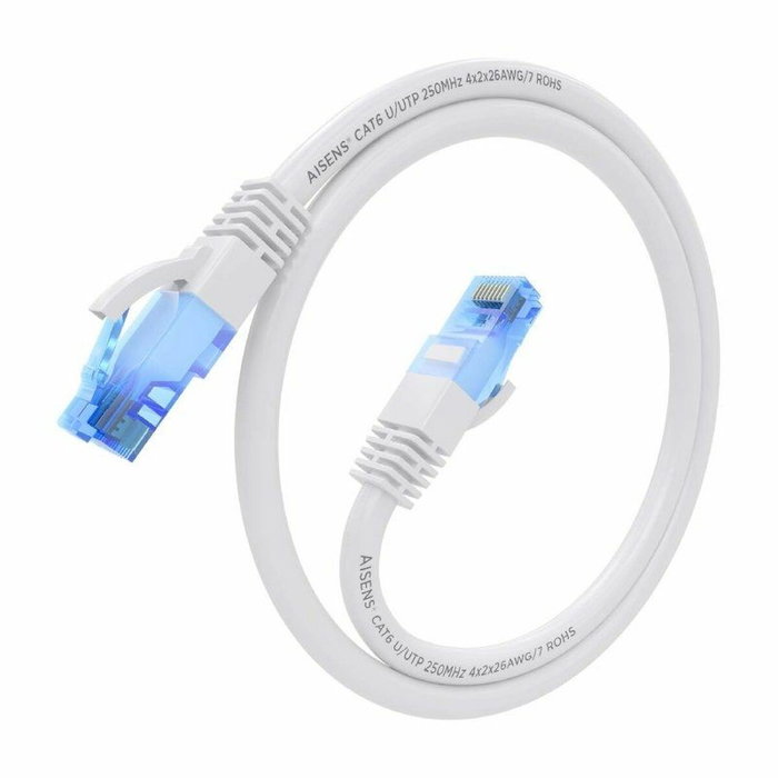 Câble Réseau Rigide UTP 6ème Catégorie Aisens AWG26 Blanc 20 m Câble Réseau Rigide UTP 6ème Catégorie Aisens AWG26 Blanc 20 m