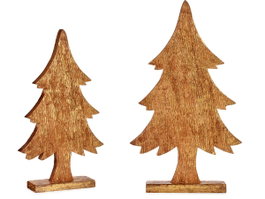 Krist+ Arbre Bois Doré 50 cm (Set de 6)
