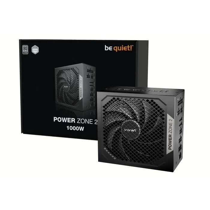 Be Quiet! Power Zone 2 1000W - Alimentation PC Modulaire Certifiée 80 Plus Platinum, ATX 3.1/PCIe 5.1, Connecteur 12V-2x6 coudé, Ventilateur 140mm, 10 ans Garantie