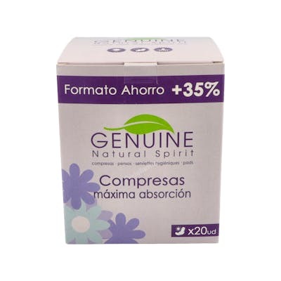 GENUINE Serviettes hygiéniques de jour, 20 unités GENUINE Serviettes hygiéniques de jour, 20 unités
