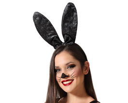 atosa Serre-tête avec oreilles de lapin noires pour déguisement adulte