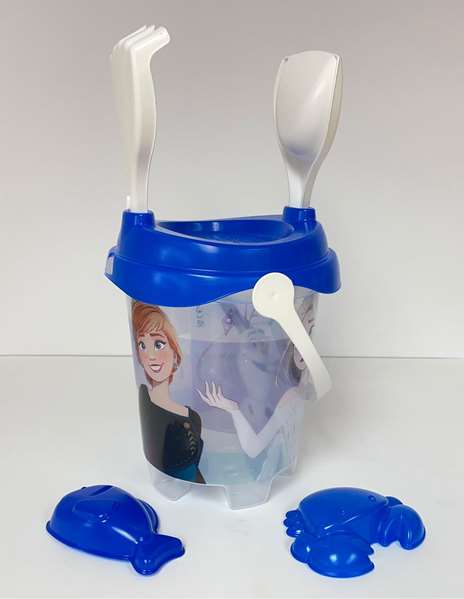 Unice Kit de plage cubo château Frozen transparent avec tamis, pelle, râteau et moules - Pour enfants dès 3 ans