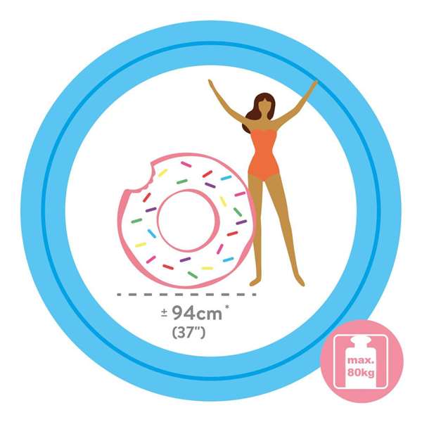 Intex Flotador Rueda Donut Rose 94 x 23 cm - Bouée Roulante, PVC, Pour Enfants de + 9 Ans, Modèle Surti