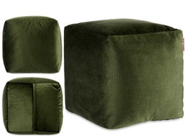 GIFTDECOR Pouf Carré en Velours Vert 30x30cm