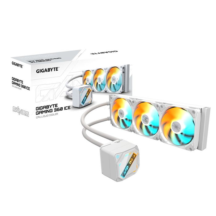 Gigabyte Kit de Refroidissement Liquide Gaming 360 ICE ARGB Blanc pour CPU Socket Intel LGA 1200/1700/1851 AMD AM4/AM5 Radiateur 360mm