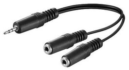 MicroConnect Câble adaptateur audio Y Minijack 3,5 mm mâle vers 2 x femelle, 0,2 m
