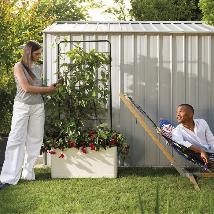 Deroma Porte-plantes Cosmo en métal, gris, 78 cm de large x 163 cm de haut, design élégant et contemporain pour intérieur et extérieur