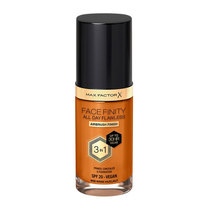 Max Factor FACEFINITY ALL DAY FLAWLESS Fond de teint 3 en 1 #W98-noisette chaude 30 ml Vegan SPF 20 Max Factor FACEFINITY ALL DAY FLAWLESS Fond de teint 3 en 1 #W98-noisette chaude 30 ml Vegan SPF 20