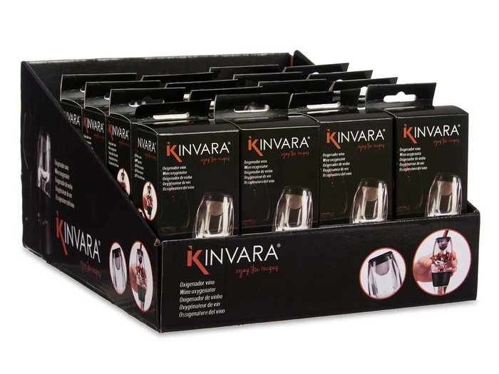 Kinvara Oxigeneador de vin noir et transparent 18,6 x 7 x 6 cm plastique métal (Set de 24)