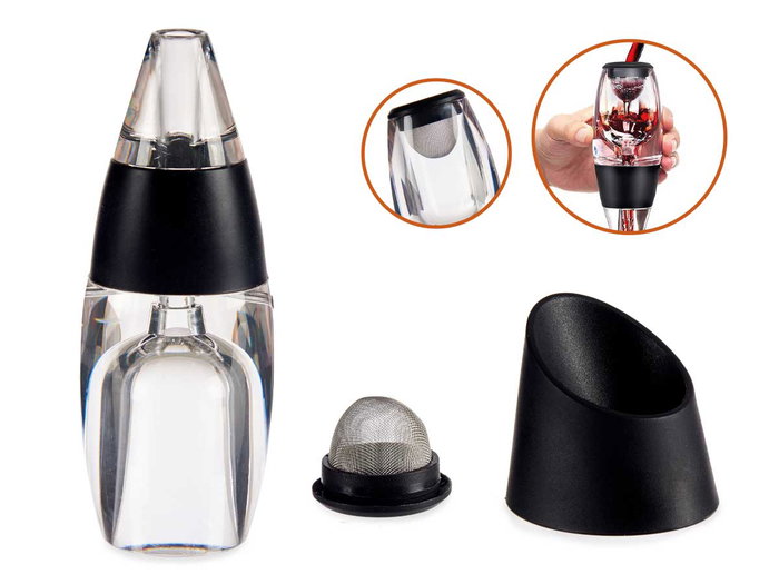 Kinvara Oxigeneador de vin noir et transparent 18,6 x 7 x 6 cm plastique métal (Set de 24)
