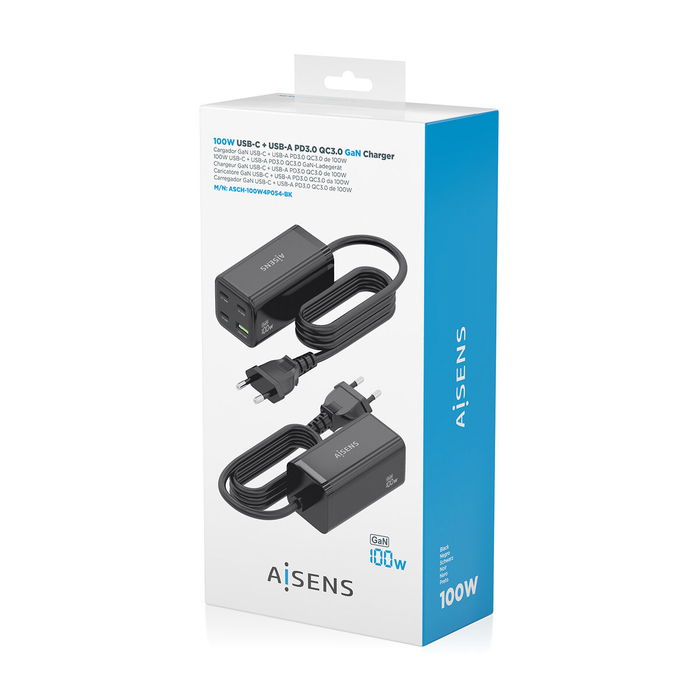 Chargeur mural Aisens GAN Noir 100 W
