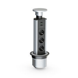 COMPLEMENTOS ORGANITA Tour télescopique en aluminium ø80, 3 prises Schuko + 2 USB