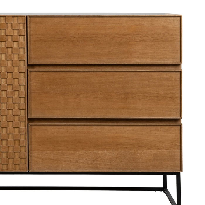 BigBuy Home Buffet MARIGNI Noir Naturel Fer Bois MDF