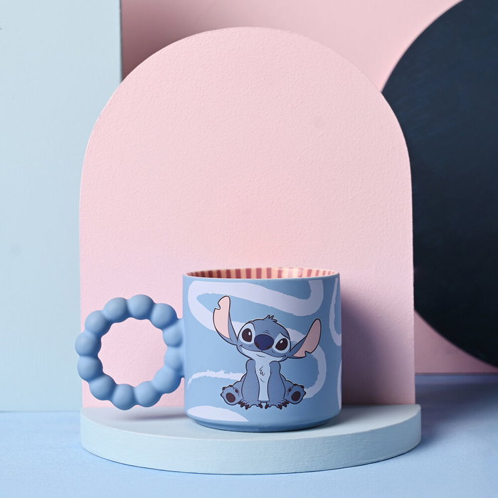 WIDDOP & CO Tasse en céramique Stitch Disney avec boîte cadeau et poignée originale personnage - Mug bleu design