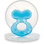 Nuby Anneau de Dentition Teethe-eez en Silicone Texture pour Bébé dès 3 Mois, Bleu, Stimule Gencives et Langue, Étui de Transport Inclus