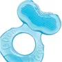 Nuby Anneau de Dentition Teethe-eez en Silicone Texture pour Bébé dès 3 Mois, Bleu, Stimule Gencives et Langue, Étui de Transport Inclus