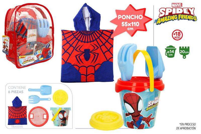 Color Baby Set de plage Spidey avec sac à dos et poncho Color Baby Set de plage Spidey avec sac à dos et poncho