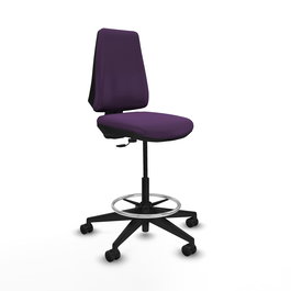 Tabouret Taburete Elche Contact permament de base Tissu Pourpre Base pyramidale noire Sans accoudoirs Sans appui-tête Roulettes 65mm nylon