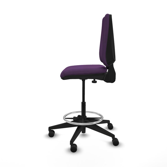 Tabouret Taburete Elche Contact permament de base Tissu Pourpre Base pyramidale noire Sans accoudoirs Sans appui-tête Roulettes 65mm nylon