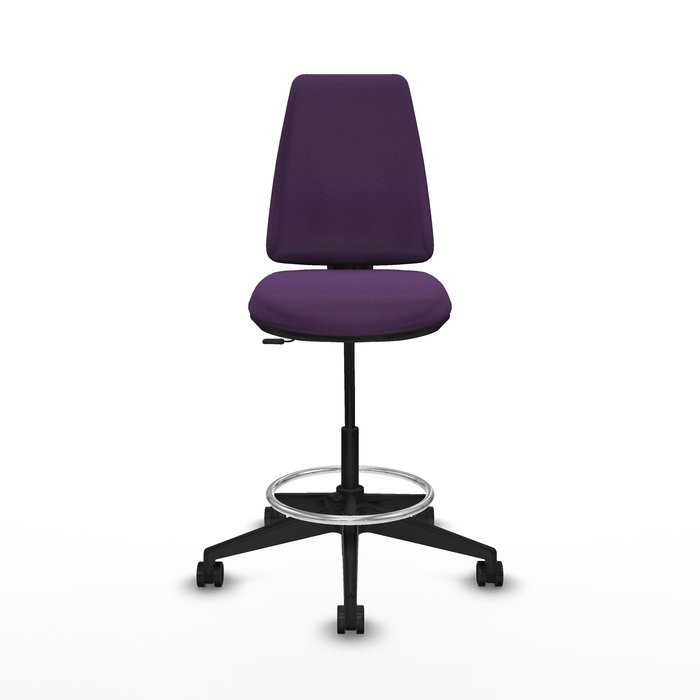 Tabouret Taburete Elche Contact permament de base Tissu Pourpre Base pyramidale noire Sans accoudoirs Sans appui-tête Roulettes 65mm nylon