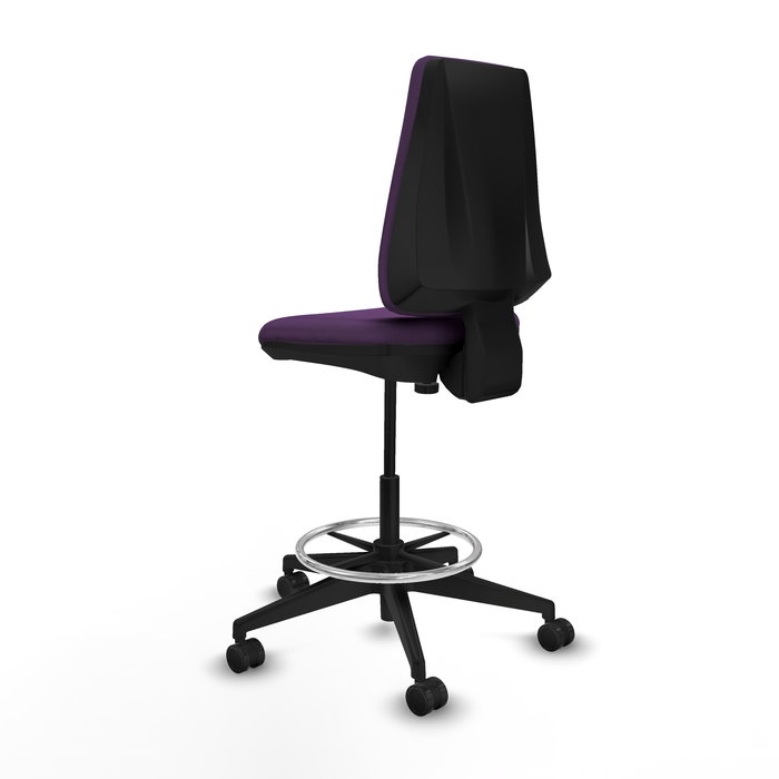 Tabouret Taburete Elche Contact permament de base Tissu Pourpre Base pyramidale noire Sans accoudoirs Sans appui-tête Roulettes 65mm nylon