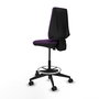 Tabouret Taburete Elche Contact permament de base Tissu Pourpre Base pyramidale noire Sans accoudoirs Sans appui-tête Roulettes 65mm nylon
