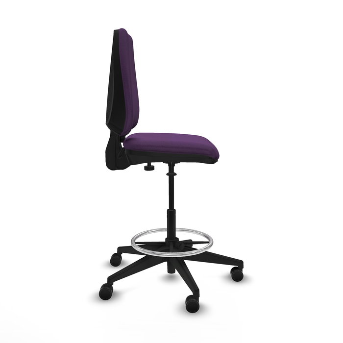 Tabouret Taburete Elche Contact permament de base Tissu Pourpre Base pyramidale noire Sans accoudoirs Sans appui-tête Roulettes 65mm nylon