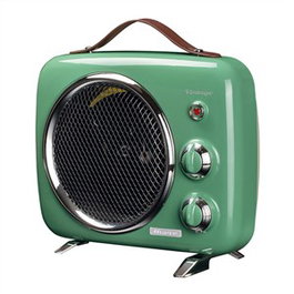 Ariete 808/04 Termoventilateur Vintage - Ventilateur chauffant électrique style rétro années 50, vert, thermostat réglable, fonction froid, avec poignée de transport