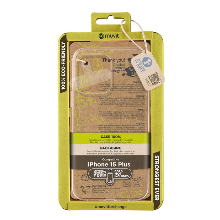 Protection pour téléphone portable Muvit for Change iPhone 15 Plus Clear iPhone 15 Plus