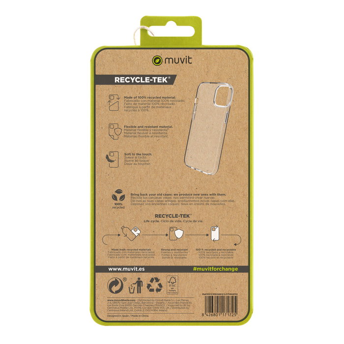 Protection pour téléphone portable Muvit for Change iPhone 15 Plus Clear iPhone 15 Plus
