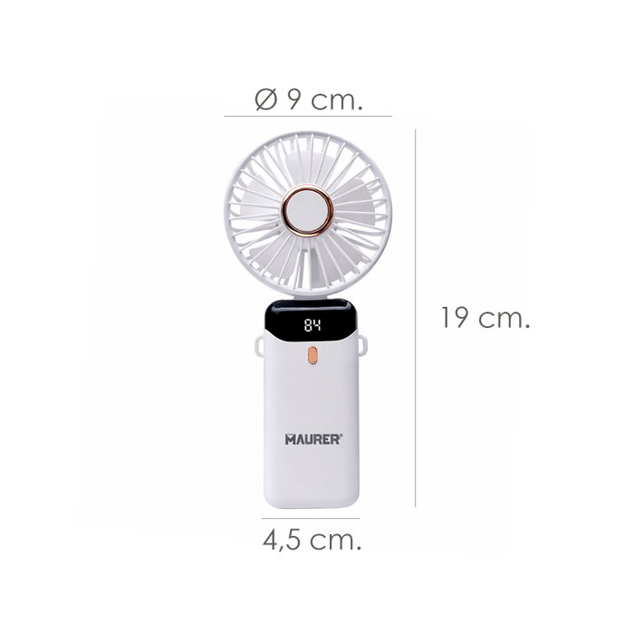 MAURER Mini Ventilateur Plegable Rechargeable à Batterie avec 5 Vitesses MAURER Mini Ventilateur Plegable Rechargeable à Batterie avec 5 Vitesses