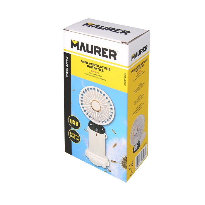 MAURER Mini Ventilateur Plegable Rechargeable à Batterie avec 5 Vitesses MAURER Mini Ventilateur Plegable Rechargeable à Batterie avec 5 Vitesses