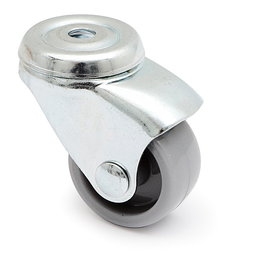 Q&Q Rueda Giratoria Roda A/Plast Gris - Roulette pivotante pour meuble avec anneau plastique gris, diamètre 25 mm, trou traversant, finition zincée